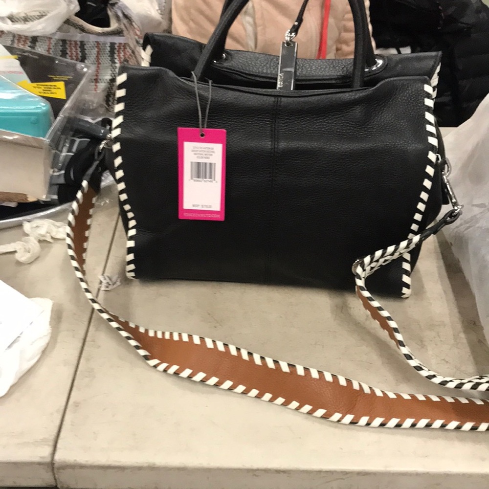 Black brown and white hand bag
